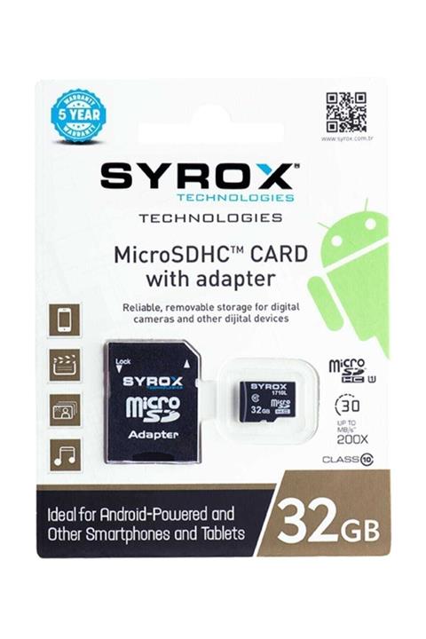Syrox 32 Gb Micro Sd Card Hafıza Kartı Adaptörlü 32gb Hafıza Kartı Mc32