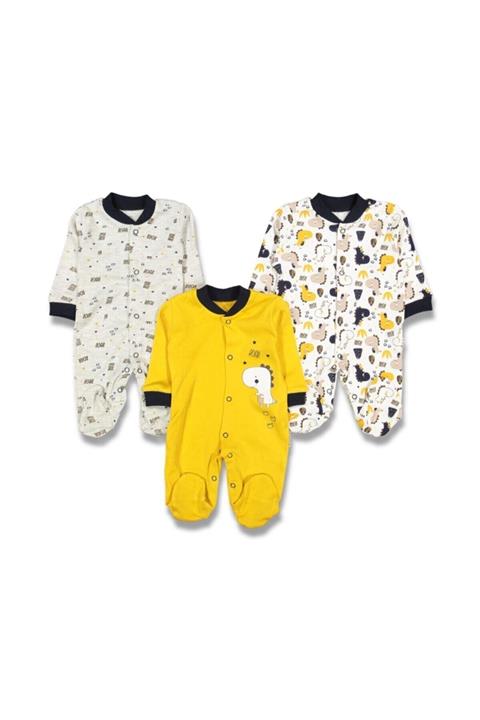 Necix's Erkek Bebek Dinazor Desenli 3'lü Tulum Kalbinya