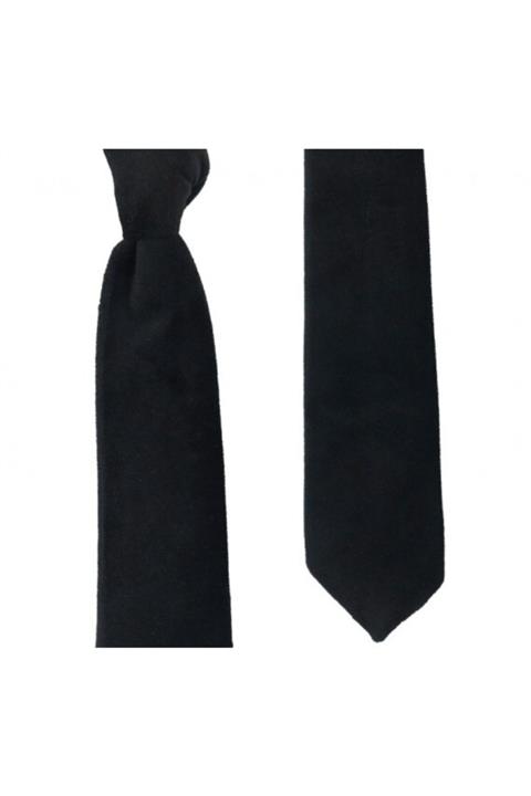 Sade Kravat Siyah Düz Sade Kadife İnce Kravat 20771