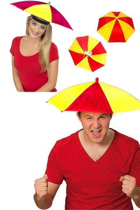 Pembe Karınca Kafa Şemsiyesi Sarı - Kırmızı Taraftar