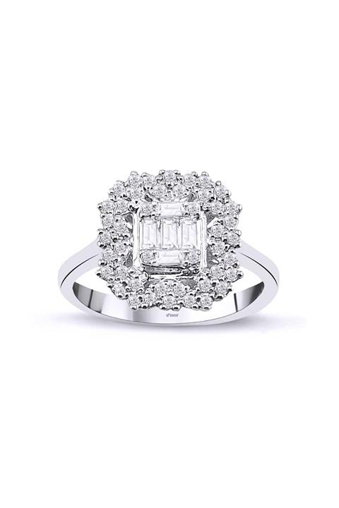 Amor Pırlanta Kadın Beyaz Amor 0.42 Karat Baget Pırlanta Yüzük