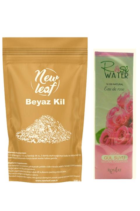 Newleaf Beyaz Kil 500 G Ve Rosewater Gül Suyu(katkısız) 370 Ml