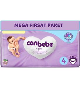 Canbebe Bebek Bezi Beden:4 (7-14kg) Maxi 300 Adet Mega Fırsat Pk