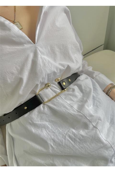 KİLİGİSTANBUL Gold Tokalı Geçirmeli Kemer