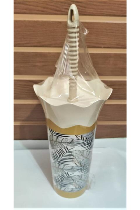 IRAK PLASTİK Home Desıgn Wc Fırça Set Krem Yaprak Desenli