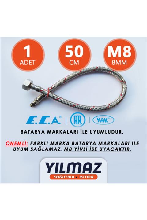 Eca Batarya Bağlantı Fleksi - Hortumu, Sıcak (kırmızı) - 50cm, M8