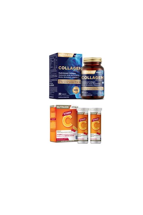 Nutraxin Hidrolize Kolajen Takviyesi 1050 Mg 30 Tablet + C Vitamini 28 Çiğneme Tableti