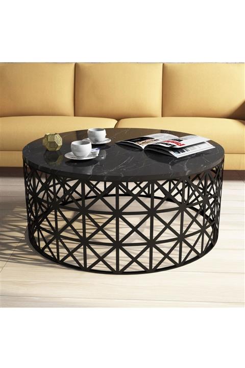 Variant Mobilya Variant Selin Metal Ferforje Orta Sehpa - Mermer Siyah