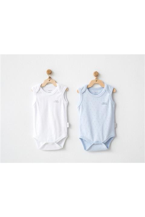 andywawa Unisex Bebek Mavi Düz Body 2'li