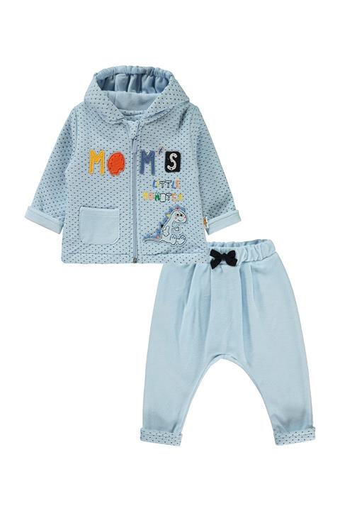 Minidamla Erkek Bebek Kapüşonlu Takım 3-12 Ay Mavi