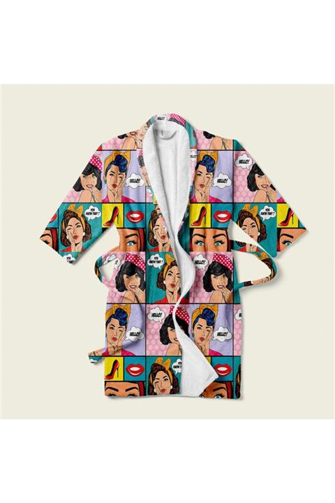 Ogobongo Vintage/punk Resim Baskılı Bornoz Unisex