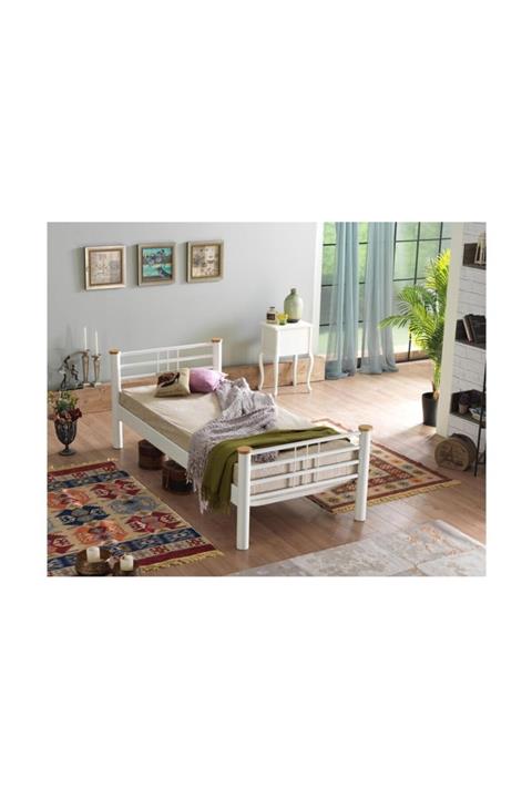 Vivense Unimet Kappis Tek Kişilik Metal Karyola Beyaz 120x200