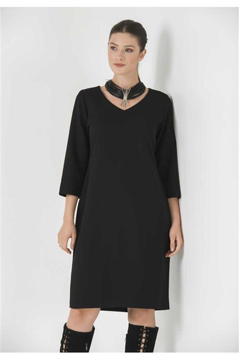 TOLGA SARAÇOĞLU - 40023 Kadın V Yakalı Ofis Elbise