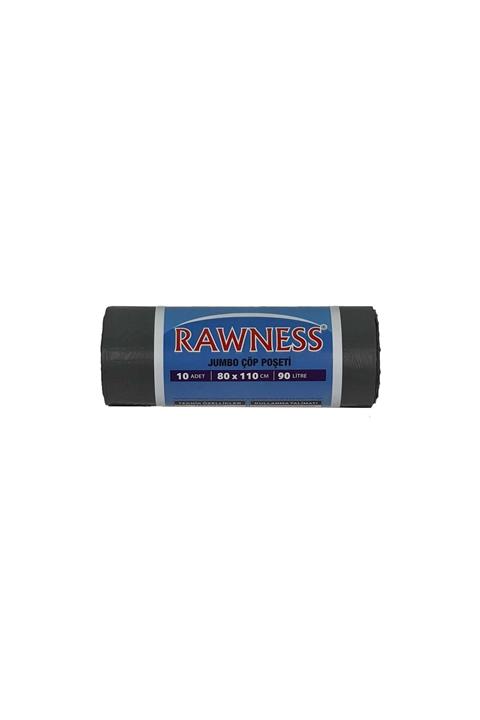 RAWNESS Jumbo Boy Çöp Poşeti Siyah 10 Lu 1 Rulo 80 X 110 Cm 700 Gr