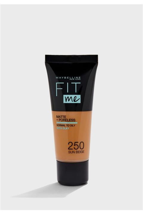 Maybelline New York Mat Fondöten - Fit Me Matte + Poreless Foundation 250 Sun Beige