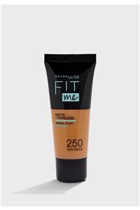 Maybelline New York Mat Fondöten - Fit Me Matte + Poreless Foundation 250 Sun Beige