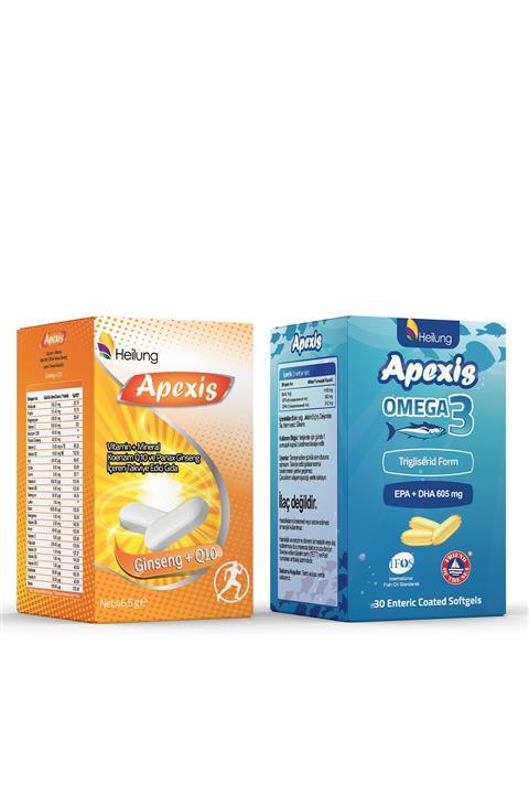 Apexis Multivitamin + Q10+ginseng Tablet & Omega 3 Balık Yağı 30 Softgel