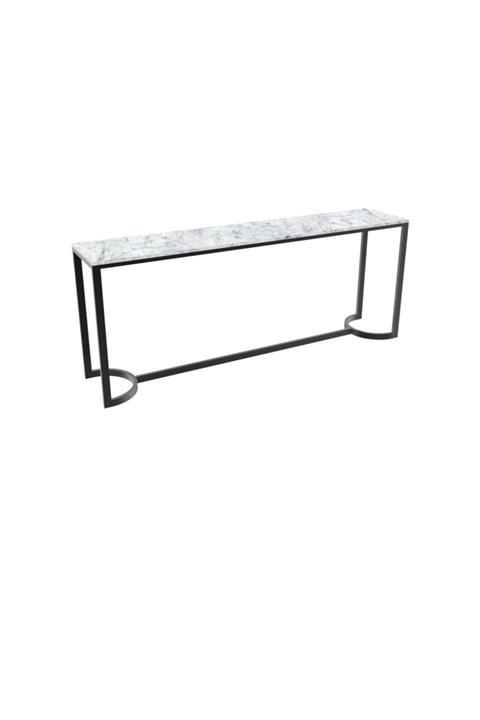 MAKSA Caelia 200cm Carrara White Metal Üzeri Mat Siyah Statik Boyalı Konsol