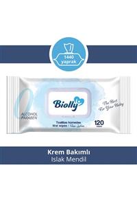 Biolly Krem Bakımlı Islak Mendil 12x120 Yaprak