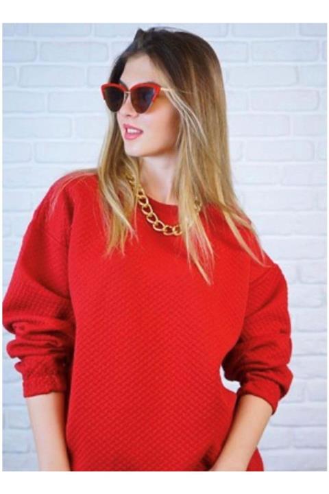 Nidasstore Kadın Kırmızı Sweathirt  129