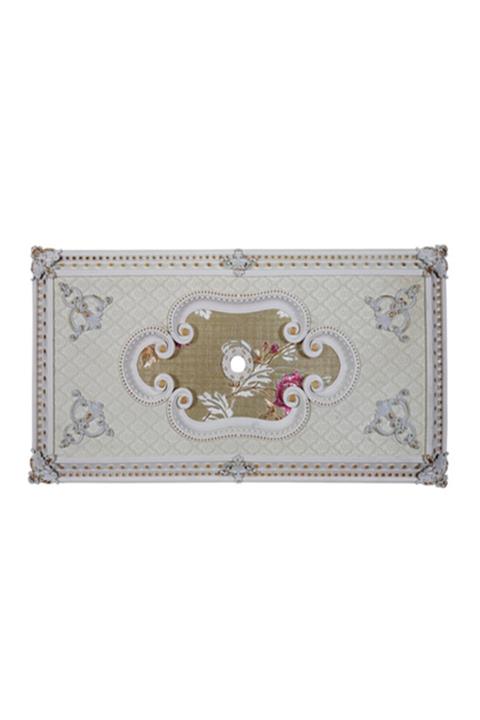 Decomanya Beyaz Altın Dikdörtgen Saray Tavan Göbeği 60*120 cm