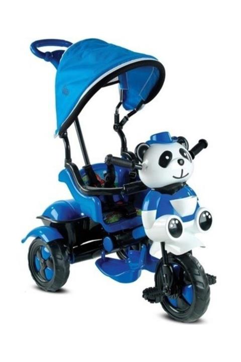 BabyHope Unisex Mavi 127 Little Panda Ebeveyn Kontrollü Tenteli Müzikli Tricycle Üç Teker Bisiklet