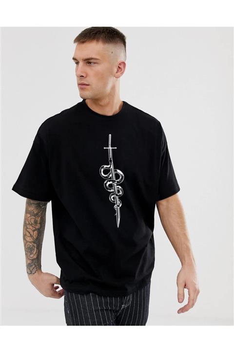 Ghedto Unisex Siyah Venom Blade Oversize Tshirt