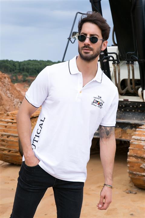 Sateen Men Erkek Beyaz Polo Yaka T-Shirt