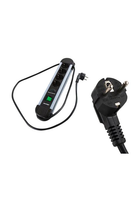 SLINK S-Link Swapp Spgks04 1.5M 3G1.5Mm2 900 Joule 4Lü Akım Kor. Gri Priz Çoklayıcı