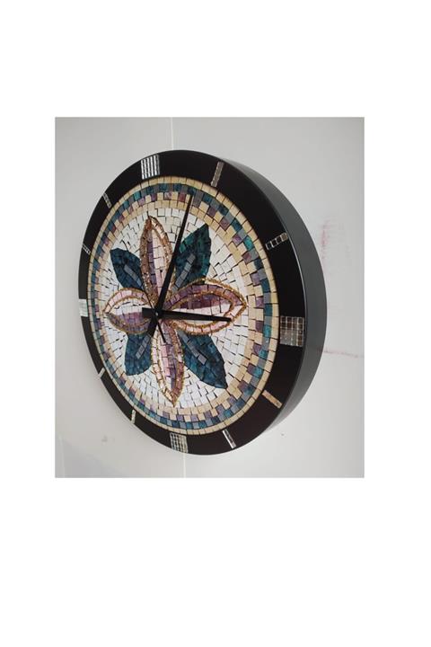 Bahat Taş Desenli Ofis Salon Duvar Saati Siyah Metal Çerçeve 36 Cm Camsız