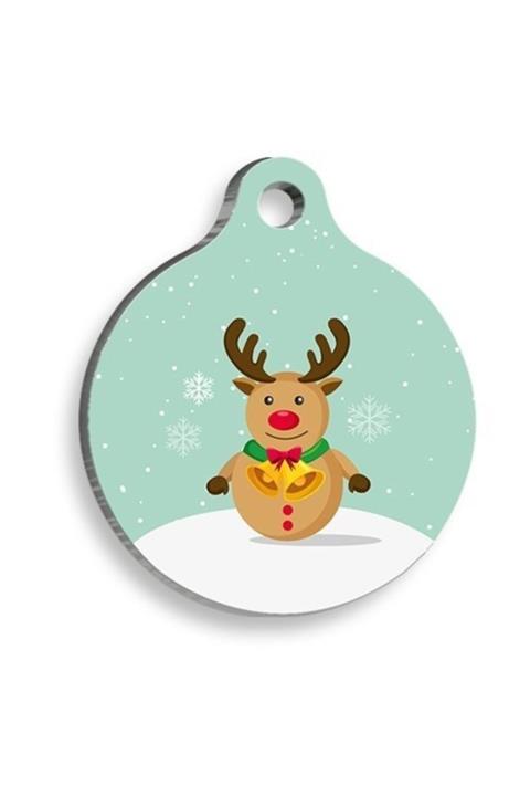 altın pati Christmas Serisi Deer Comics Yuvarlak Kedi Ve Köpek Künyesi