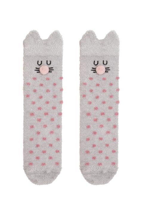 Penti Gri Rabbit Dot Soket Çorabı