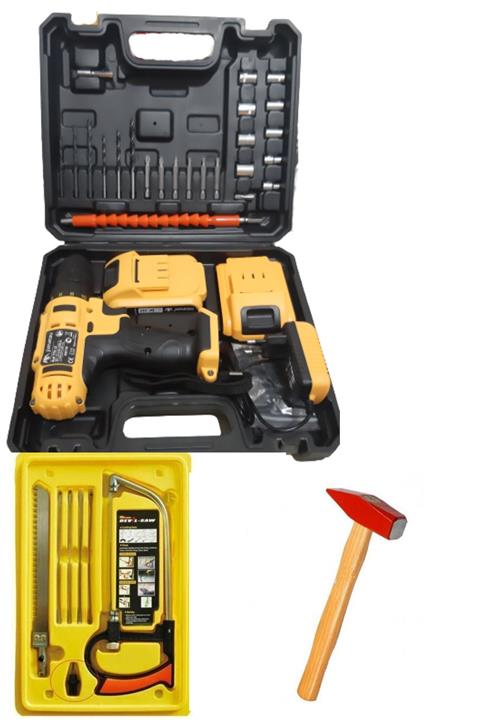 JİMATSU 24 v 5 ah Metal Şanzuman+27 Parça Setli Li-ion Şarjlı Matkap Vidalama