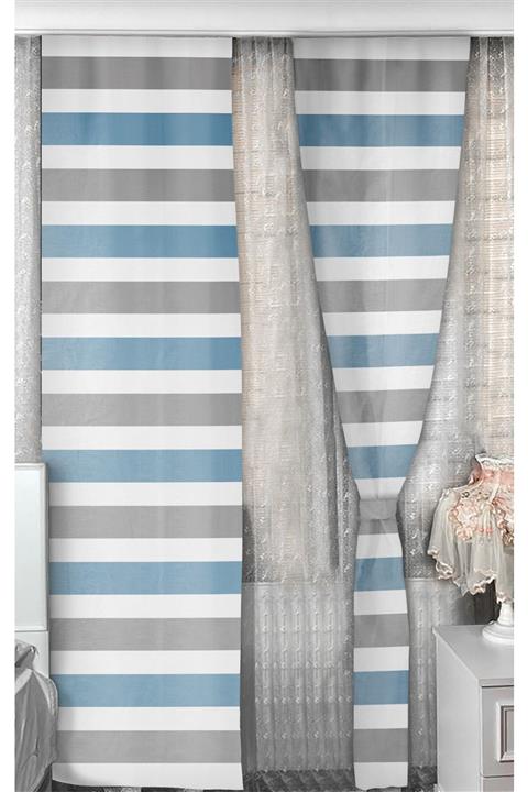 Bebişim Halı Bebişim Mavi Gri Çizgi Bh2356 140x275 Çocuk Odası Fon Perde