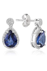 Sembol Gold Pırlanta Safir Küpe 1,81 ct