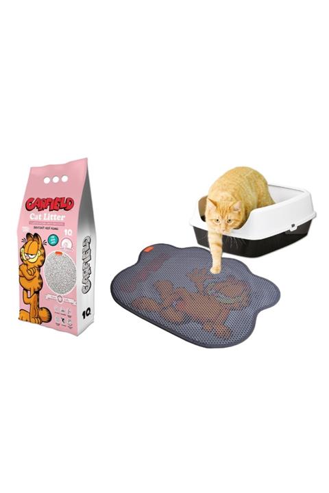 PETFAN Garfıeld 10l Bebek Pudrası Kokulu Bentonit Kedi Kumu ve Paspas