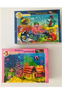 Kids Babies 24 Parça Puzzle 2 Adet Orkestra - Denizaltı