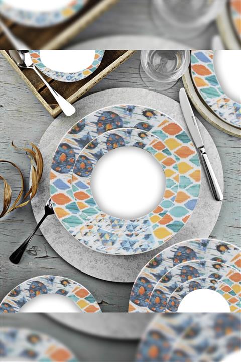 Kütahya Porselen Yasemin 24 Parça Yemek Seti Nano Dek DG187