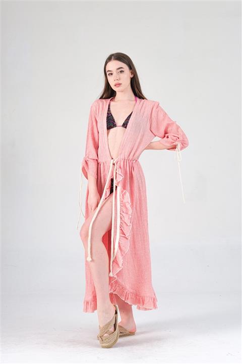 Shile Design Kadın Pembe Şile Bezi Kumbaba Fırfırlı