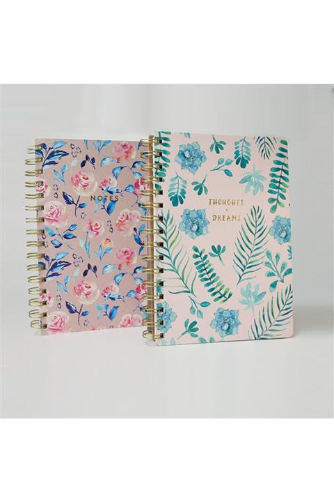 NATURANIMAL Blume 14,5*21cm 1.hamur Spiralli Çizgili 2'li Defter Set