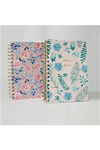 NATURANIMAL Blume 14,5*21cm 1.hamur Spiralli Çizgili 2'li Defter Set