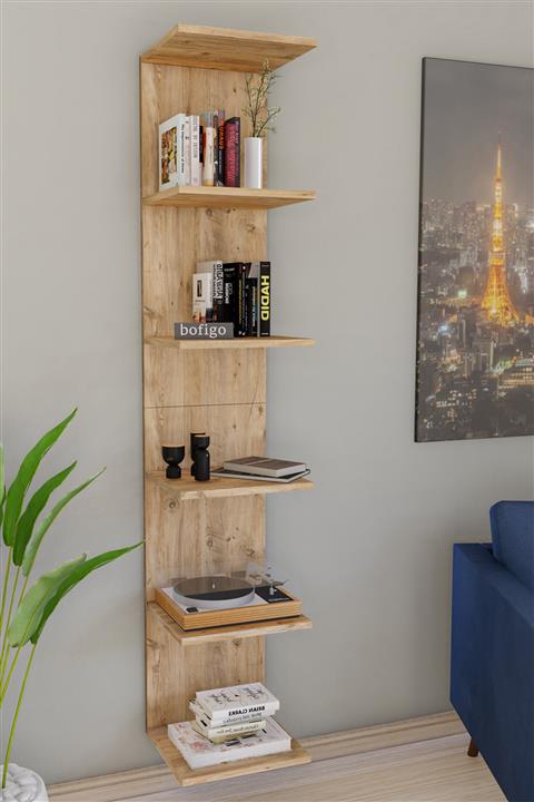 Bofigo Duvara Monte Kitaplık Duvar Rafı Çam