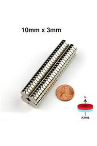 Dünya Magnet 25 Adet Çap 10mm X Kalınlık 3mm Güçlü Yuvarlak Neodyum Mıknatıs