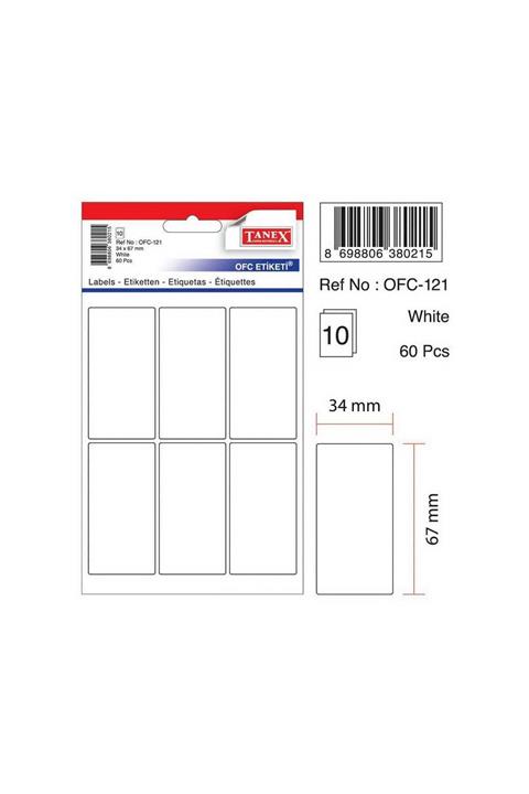 Tanex Ofc-121 Çıkartma Etiket 34x67 Mm (beyaz 60 Lı - Renkliler 30 Lu Paket)