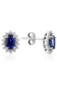 Sembol Gold 1.61 ct Pırlanta Safir Küpe