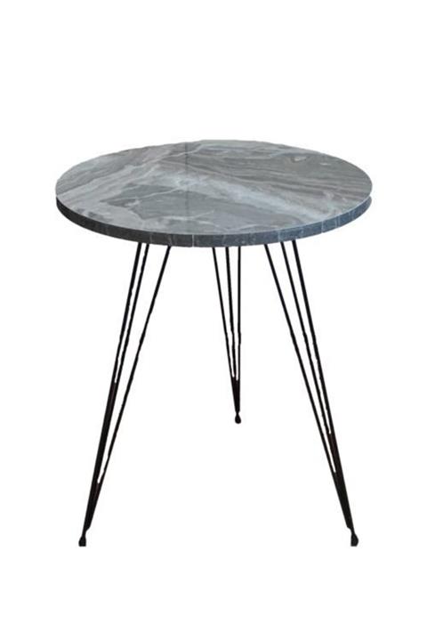 Navis Home Metal Ayaklı Tel Sehpa Tekli Fiskos Çay Sehpası Yan Sehpa Servis Sehpası Saksılık -krem Mermer