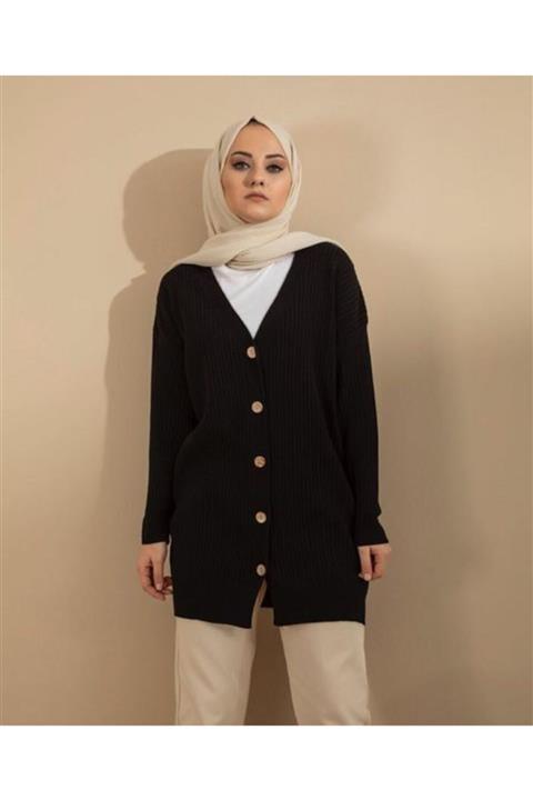 favoristore Kadın Beyaz Düğmeli Fitilli Hırka