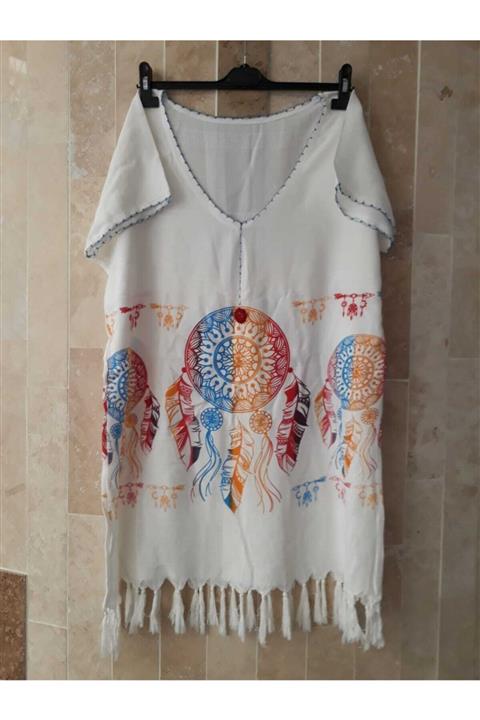 Peştemal Home Renkli Düş Kapanı Desenli Peştemal Plaj Elbisesi