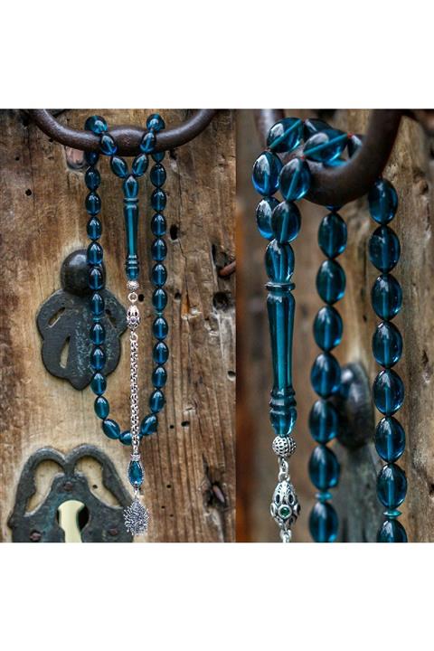 TESBİHCİBABA Mavi Osmanlı Sancağı Tasarım Kehribar Tesbih