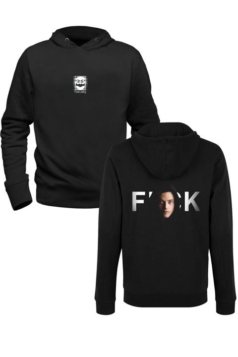 Alfa Tshirt Mr.robot Baskılı Siyah Ön Arka Baskılı Sweatshirt